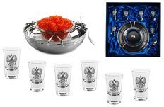 Набор для водки с икорницей «РУССКОЕ ЗАСТОЛЬЕ»