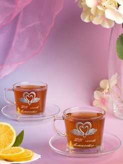 Подарок на серебряную свадьбу/ чайные пары подарок на 25 годовщину свадьбы