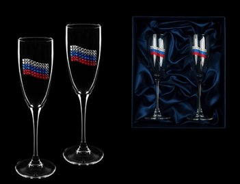 Набор бокалов для шампанского «Флаг РОССИИ»