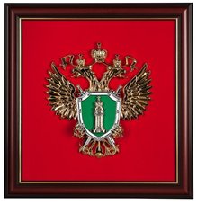 Панно кабинетное "Герб ПРОКУРАТУРЫ РОССИЙСКОЙ ФЕДЕРАЦИИ" 49х51см Рама «орех»