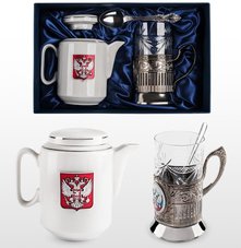 Чайный набор с подстаканником и фарфоровым чайником «ЭГОИСТ-М»