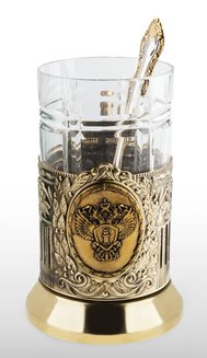Подстаканник с хрустальным стаканом и ложкой «Прокуратура»
