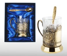 Подстаканник со стаканом и ложкой «БАЗОВЫЙ»